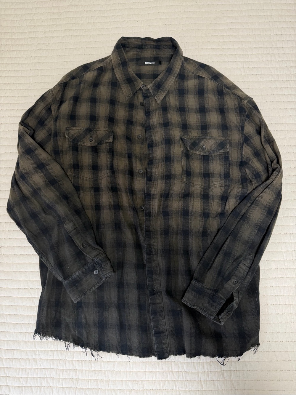 Fashion Nova Olive and Black Plaid Casual Button-Down Shirt